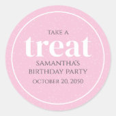 Pink Birthday Simple Minimalist Modern Treat Ronde Sticker (Voorkant)