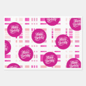 Pink Birthday Wrapping Paper Flat Sheet Set of 3 (Voorkant 2)