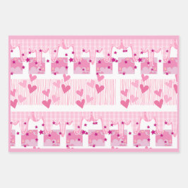 Pink Birthday Wrapping Paper Flat Sheet Set of 3