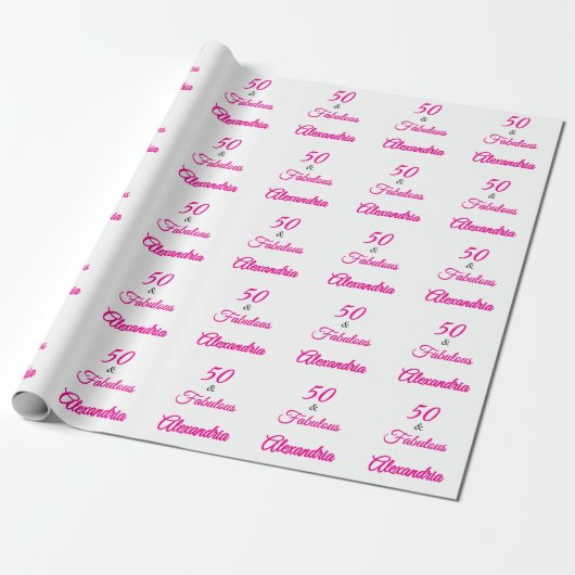 Pink Black 50 & Fabulous 50th  Birthday  Cadeaupapier (Uitgerold)