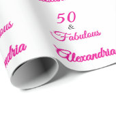 Pink Black 50 & Fabulous 50th  Birthday  Cadeaupapier (Rol Hoek)