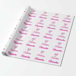 Pink Black 50 & Fabulous 50th  Birthday  Cadeaupapier