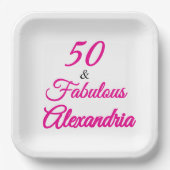 Pink Black 50 & Fabulous 50th  Birthday  Papieren Bordje (Voorkant)