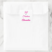 Pink Black 50 & Fabulous 50th  Birthday  Vierkante Sticker (Tas)