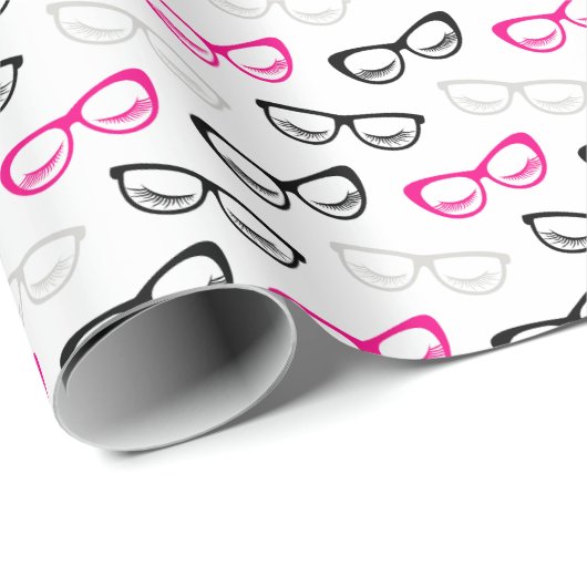 Pink Black and Gray Sunglasses Wrapping Paper Cadeaupapier (Rol Hoek)