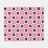 Pink Black and White Checkered Squares Pattern Fleece Deken (Voorkant (Horizontaal))