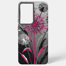 Pink, Black and White Dandelion Samsung Galaxy Hoesje
