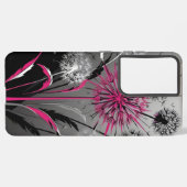 Pink, Black and White Dandelion Samsung Galaxy Hoesje (Linkerkant)