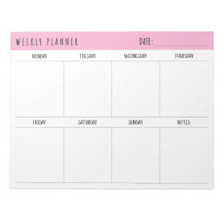 Pink, Black and White, Weekly Planner, Notitieblok
