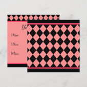 Pink Black Argyle Uitnodiging (Voorkant / Achterkant)