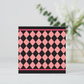 Pink Black Argyle Uitnodiging (Staand voorkant)