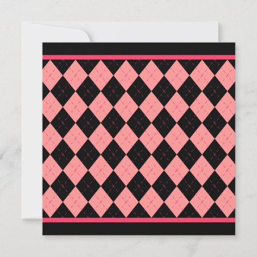 Pink Black Argyle Uitnodiging (Voorkant)