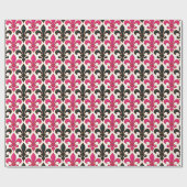Pink Black Baroque Fleur-de-lis Pattern Design  Cadeaupapier (Vlak)