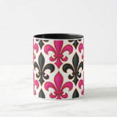 Pink Black Baroque Fleur-de-lis Pattern Design  Mok (Midden)