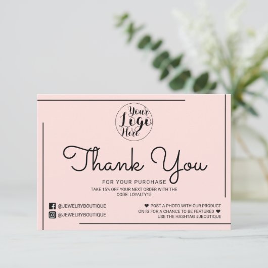 Pink Black Border Script Logo Klant Bedankt (Staand voorkant)