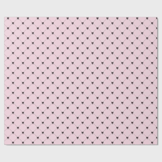 Pink & Black Bow Gift Wrapping Paper Cadeaupapier (Vlak)