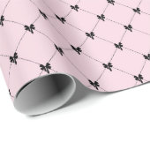 Pink & Black Bow Gift Wrapping Paper Cadeaupapier (Rol Hoek)