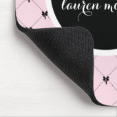 Pink & Black Bow Monogram Muismat (Hoek)