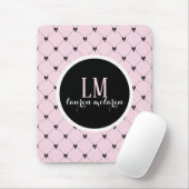Pink & Black Bow Monogram Muismat (Met muis)
