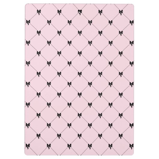 Pink & Black Bow Monogram Notebook Klembord (Achterkant)