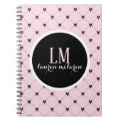 Pink & Black Bow Monogram Notebook Notitieboek (Voorkant)