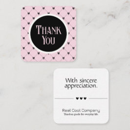 Pink & Black Bow Monogram Thank You Card Informatiekaartje