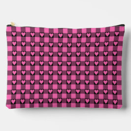 Pink Black Buffalo Heart Plaid Etui
