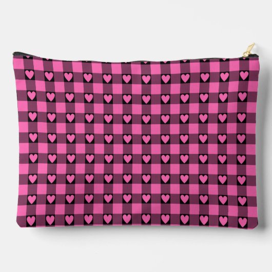 Pink Black Buffalo Heart Plaid Etui (Achterkant)
