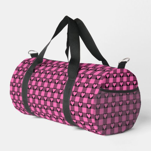 Pink Black Buffalo Heart Plaid Plunjezak (Rechterhoek)