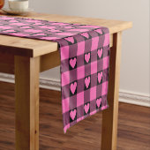 Pink Black Buffalo Heart Plaid Table Runner Korte Tafelloper (Voorbeeld)