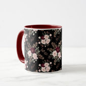 Pink Black Burgundy Watercolor Florals Mok (Voorkant links)