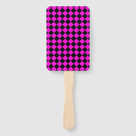 Pink Black Checker Diamond Pattern Handwaaier (Voorkant)