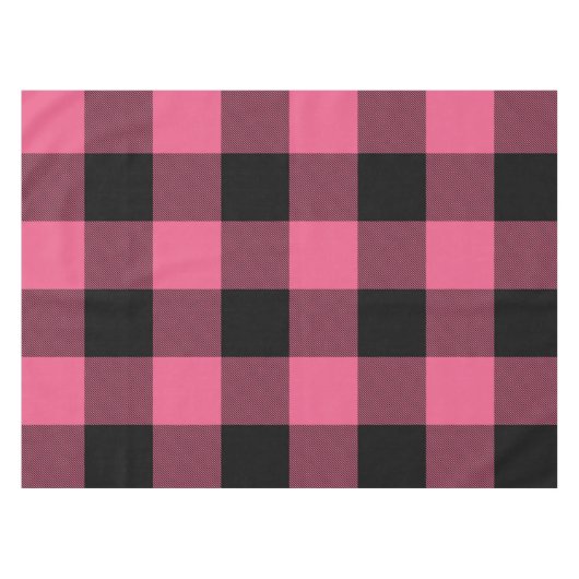 Pink & Black Checkered Squares Buffalo Plays Party Tafelkleed (Voorkant (Horizontaal))