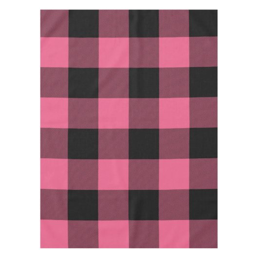 Pink & Black Checkered Squares Buffalo Plays Party Tafelkleed (Voorkant)