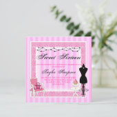 Pink & Black Chic Sweet16 Verjaardag uitnodiging (Staand voorkant)