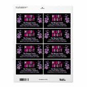 Pink Black Christmas Holiday Party Retouradres Etiket (Full Sheet)
