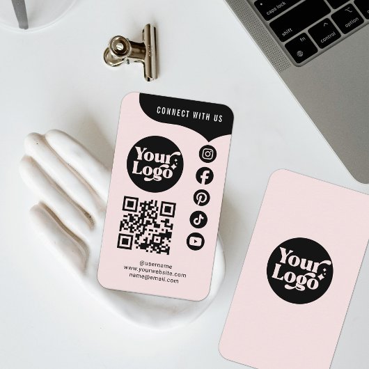 Pink Black Connect met ons QR Code 5 Social Media Visitekaartje
