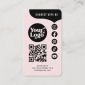 Pink Black Connect met ons QR Code 5 Social Media Visitekaartje (Voorkant)