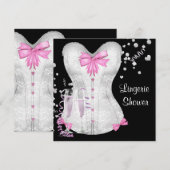 Pink Black Corset Lingerie Vrijgezellenfeest Kaart (Voorkant / Achterkant)