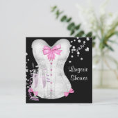Pink Black Corset Lingerie Vrijgezellenfeest Kaart (Staand voorkant)