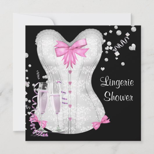Pink Black Corset Lingerie Vrijgezellenfeest Kaart (Voorkant)