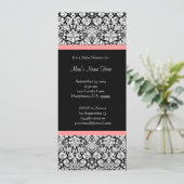Pink & Black Damask Baby Shower Invitations Kaart (Staand voorkant)