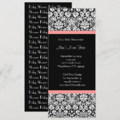 Pink & Black Damask Baby Shower Invitations Kaart (Voorkant / Achterkant)