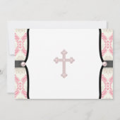 Pink Black Damask Christening Kaart (Achterkant)