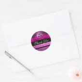 PINK BLACK DAMASK RIBBON MONOGRAM Paars Violet Ronde Sticker (Envelop)