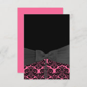 PINK & BLACK DAMASK-uitnodiging Kaart (Voorkant / Achterkant)