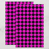 Pink Black Diamond Harlequin Checker Pattern Briefpapier (Voorkant / Achterkant)