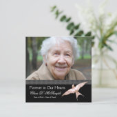 Pink Black Dove Vrouwen Foto Begrafenisaankondigin Kaart (Staand voorkant)