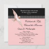 Pink Black Dove Vrouwen Foto Begrafenisaankondigin Kaart (Achterkant)