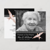 Pink Black Dove Vrouwen Foto Begrafenisaankondigin Kaart (Voorkant / Achterkant)